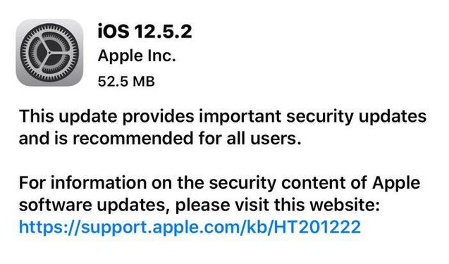 凤县苹果手机维修分享iOS12.5.2发布，建议所有老苹果用户安装 